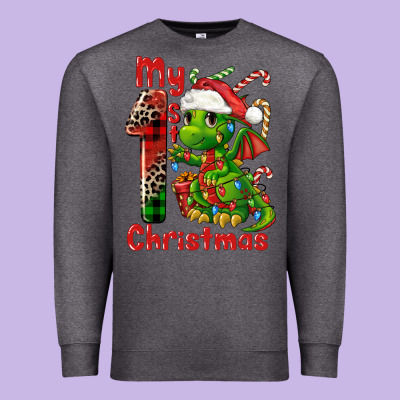 My First Christmas Dragon Premium Sweatshirt Designed By Fadigitalartstudio