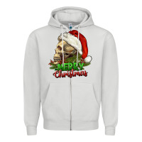 Dove Grey Merry Christmas Zipper Hoodie - RanaPortraitStore