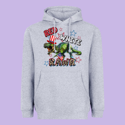 Red White Rawr 4th Of July Heavyweight Hoodie Designed By Cowgirlartshop