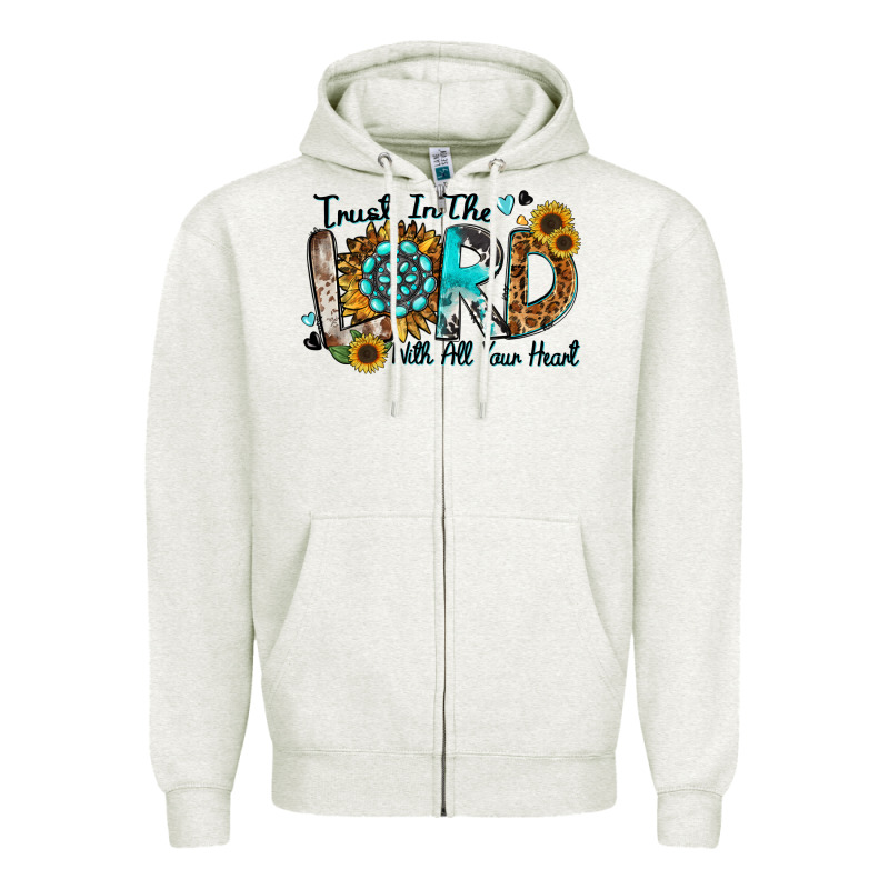 Trust In The Lord With All Your Heart Zipper Hoodie by Zillion Design Studio | Teevron