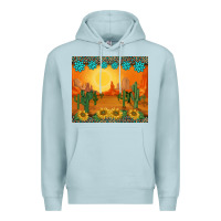 Blue Mist western sunset cactus sunflowers gemstones leopards Premium Hoodie - BarkalooDesign