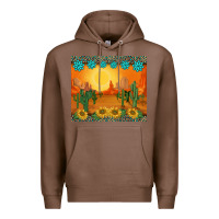 Chestnut western sunset cactus sunflowers gemstones leopards Premium Hoodie - BarkalooDesign