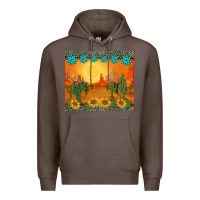 Coffee western sunset cactus sunflowers gemstones leopards Premium Hoodie - BarkalooDesign