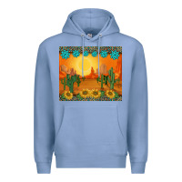 Colony Blue western sunset cactus sunflowers gemstones leopards Premium Hoodie - BarkalooDesign