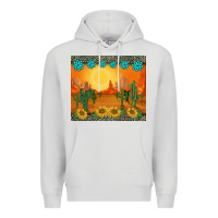 Dove Grey western sunset cactus sunflowers gemstones leopards Premium Hoodie - BarkalooDesign