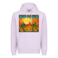 Lilac western sunset cactus sunflowers gemstones leopards Premium Hoodie - BarkalooDesign