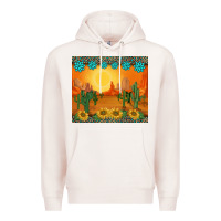 Pale Pink western sunset cactus sunflowers gemstones leopards Premium Hoodie - BarkalooDesign