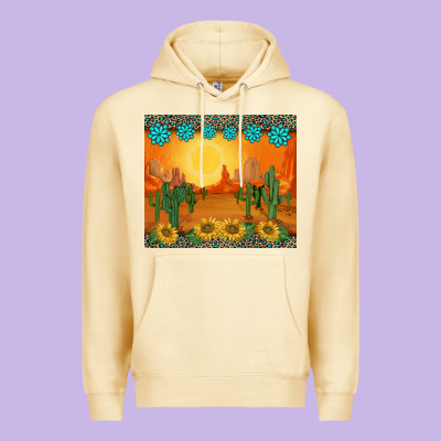Western Sunset Cactus Sunflowers Gemstones Leopards Premium Hoodie Designed By Barkaloodesign
