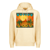 Pina Colada western sunset cactus sunflowers gemstones leopards Premium Hoodie - BarkalooDesign
