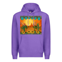 Purple western sunset cactus sunflowers gemstones leopards Premium Hoodie - BarkalooDesign