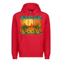 Red western sunset cactus sunflowers gemstones leopards Premium Hoodie - BarkalooDesign