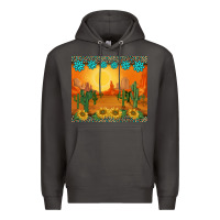 Smoke western sunset cactus sunflowers gemstones leopards Premium Hoodie - BarkalooDesign