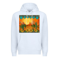 White western sunset cactus sunflowers gemstones leopards Premium Hoodie - BarkalooDesign