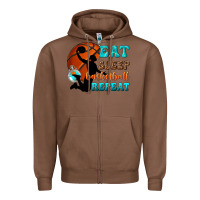 Chestnut eat sleep basketball repeat Zipper Hoodie - texasbilliewilder