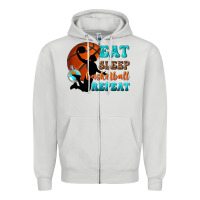 Dove Grey eat sleep basketball repeat Zipper Hoodie - texasbilliewilder