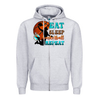 Heather Grey eat sleep basketball repeat Zipper Hoodie - texasbilliewilder