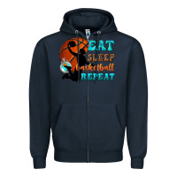 Navy eat sleep basketball repeat Zipper Hoodie - texasbilliewilder