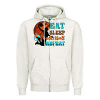 Oatmeal Heather eat sleep basketball repeat Zipper Hoodie - texasbilliewilder
