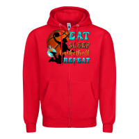 Red eat sleep basketball repeat Zipper Hoodie - texasbilliewilder