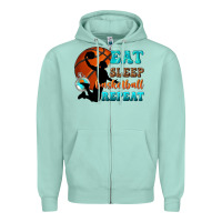 Seafoam eat sleep basketball repeat Zipper Hoodie - texasbilliewilder