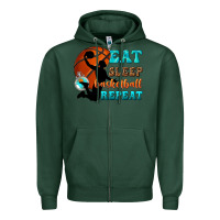 Sports Green eat sleep basketball repeat Zipper Hoodie - texasbilliewilder