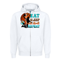 White eat sleep basketball repeat Zipper Hoodie - texasbilliewilder