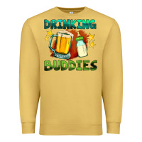 Antique Gold drinking buddies with baby bottle and beer Premium Sweatshirt - HRA Design Shop