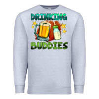 Heather Grey drinking buddies with baby bottle and beer Premium Sweatshirt - HRA Design Shop