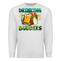 Oatmeal Heather drinking buddies with baby bottle and beer Premium Sweatshirt - HRA Design Shop