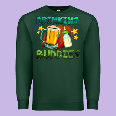 Drinking Buddies With Baby Bottle And Beer Premium Sweatshirt Designed By Hra Design Shop