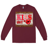 Burgundy valentine's day kiss me Long Sleeve Tee - BarkalooDesign