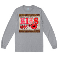 Heather Grey valentine's day kiss me Long Sleeve Tee - BarkalooDesign