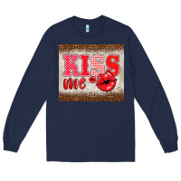 Navy valentine's day kiss me Long Sleeve Tee - BarkalooDesign
