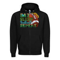 Black eat sleep football repeat Zipper Hoodie - texasbilliewilder