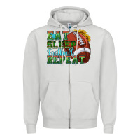 Dove Grey eat sleep football repeat Zipper Hoodie - texasbilliewilder