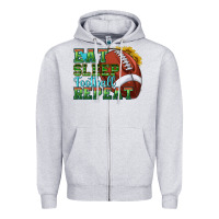 Heather Grey eat sleep football repeat Zipper Hoodie - texasbilliewilder