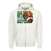 Oatmeal Heather eat sleep football repeat Zipper Hoodie - texasbilliewilder