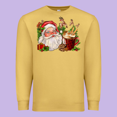 Santa And Hot Cocoa Cup Premium Sweatshirt Designed By Fadigitalartstudio
