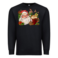 Black santa and hot cocoa cup Premium Sweatshirt - FaDigitalArtStudio
