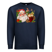 Navy santa and hot cocoa cup Premium Sweatshirt - FaDigitalArtStudio