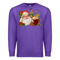 Purple santa and hot cocoa cup Premium Sweatshirt - FaDigitalArtStudio