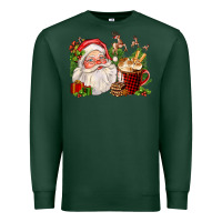 Sports Green santa and hot cocoa cup Premium Sweatshirt - FaDigitalArtStudio