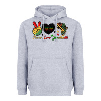 Heather Grey peace love juneteenth 1865 Heavyweight Hoodie - HRA Design Shop