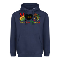 Navy peace love juneteenth 1865 Heavyweight Hoodie - HRA Design Shop