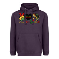 Plum peace love juneteenth 1865 Heavyweight Hoodie - HRA Design Shop