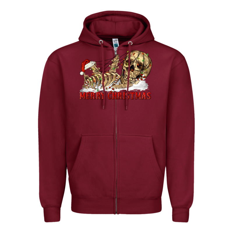 Merry Christmas Skeleton Zipper Hoodie by RanaPortraitStore | Teevron