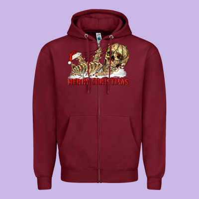 Zipper Hoodie Merry christmas skeleton