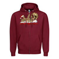 Burgundy Merry christmas skeleton Zipper Hoodie - RanaPortraitStore