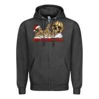 Charcoal Heather Merry christmas skeleton Zipper Hoodie - RanaPortraitStore