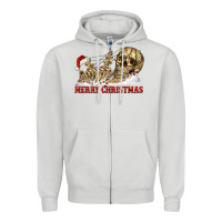 Dove Grey Merry christmas skeleton Zipper Hoodie - RanaPortraitStore